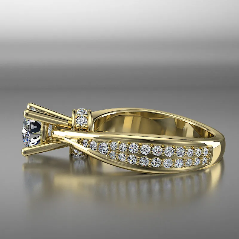 Petite Pave 1.1 Carat Diamond Solitaire Engagement Ring - 02US11