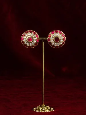 Pink Color Gold Plated Jadau Kundan Earrings - ME1381WP