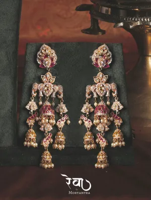 Pink Color Gold Plated Moissanite Earrings - MO-EAR2WP