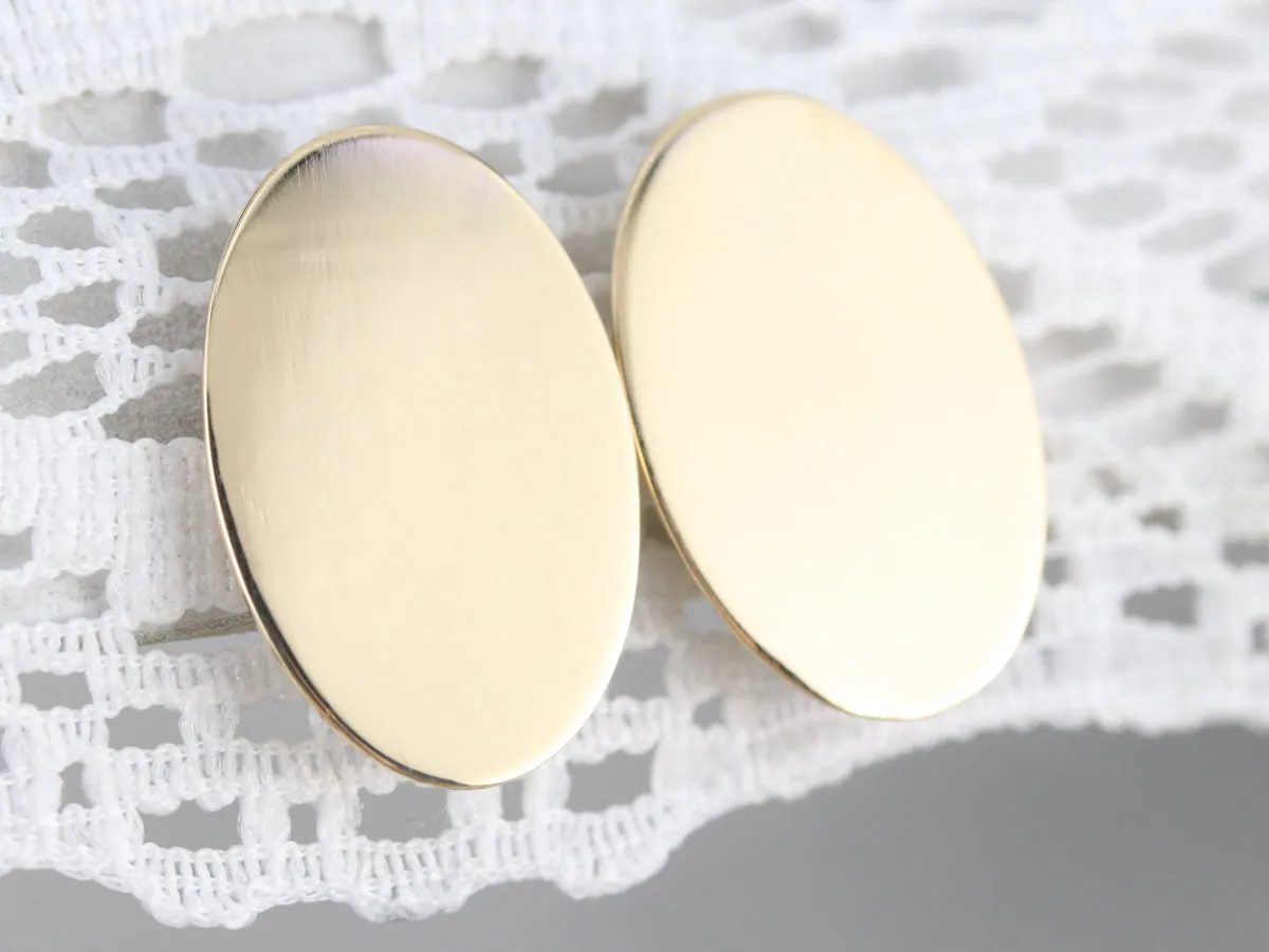 Plain Gold Oval Stud Earrings