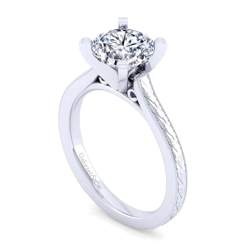 Platinum 'Alma' Vintage Inspired Solitaire Engagement Ring