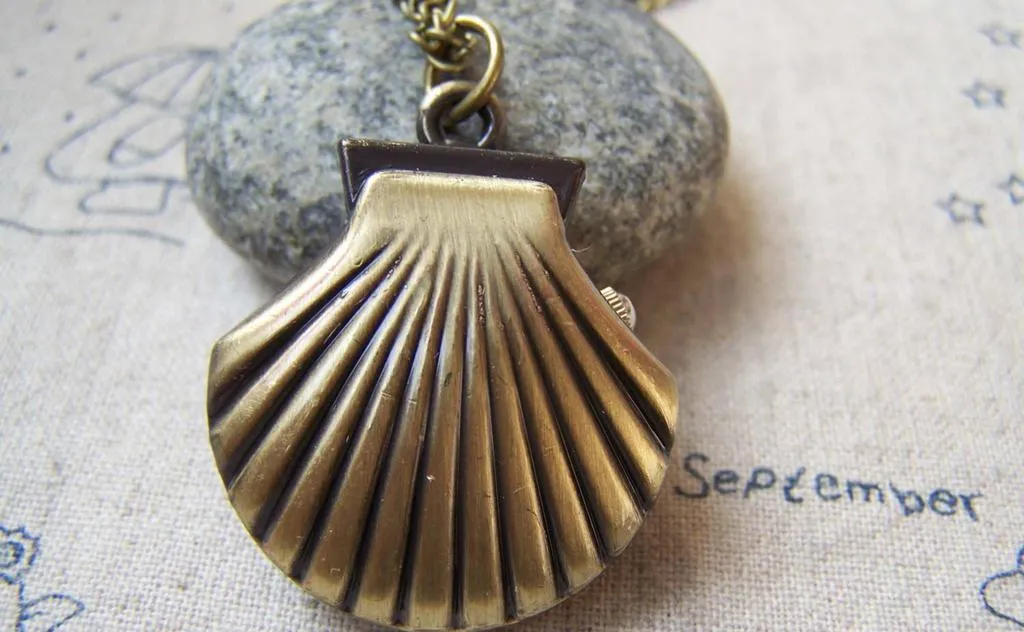 Pocket Watch Scallop Shell Antique Bronze Finish A5731