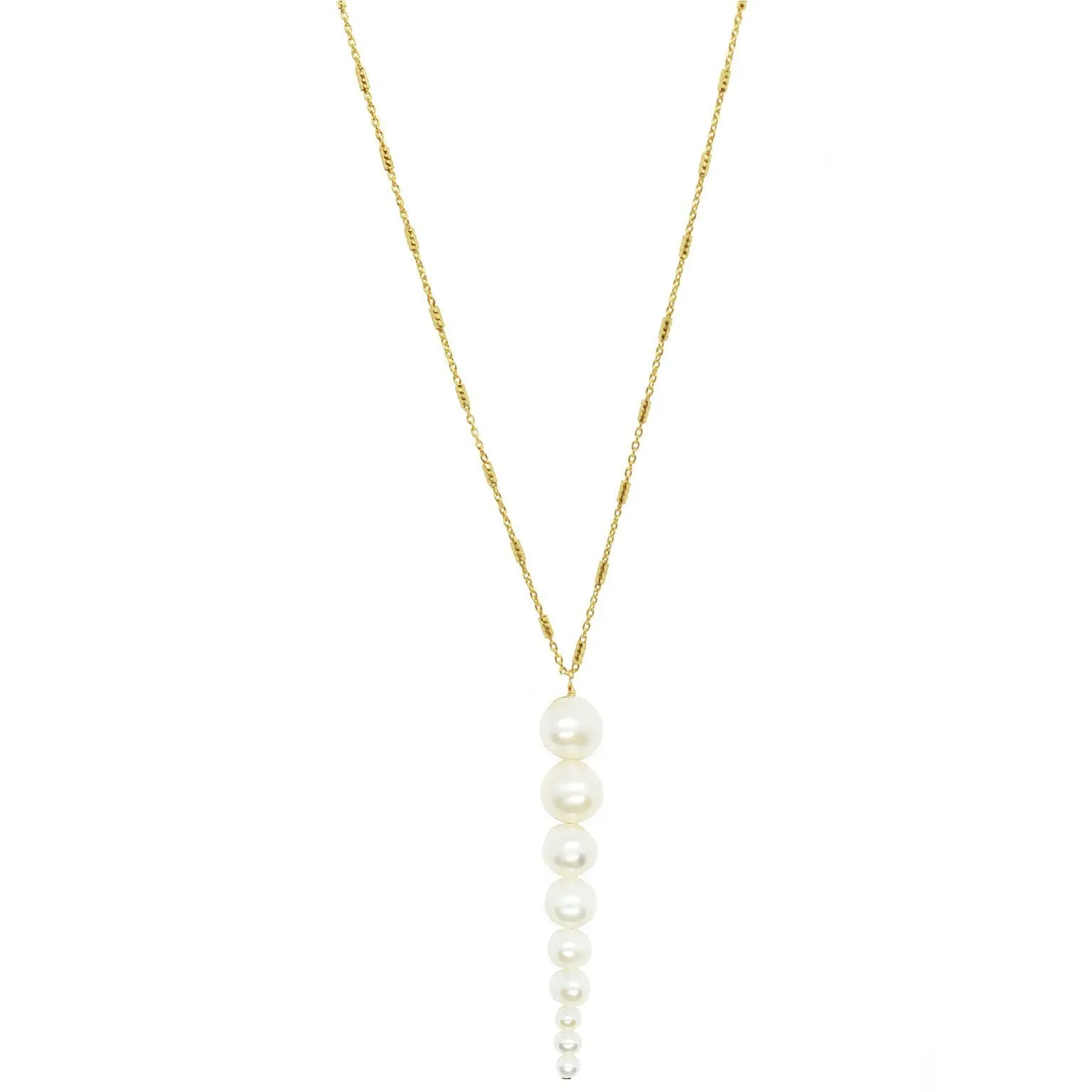 Pointy Pearl Gold Plated Necklace w. Pearl