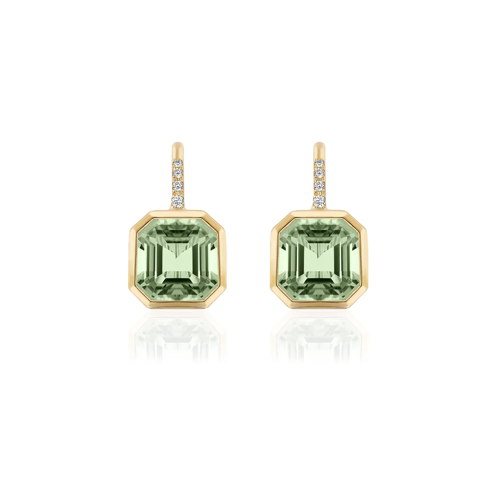 Prasiolite Earrings with Diamonds