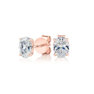 Premium Certified Lab-Grown Diamond, 1.40 carat TW oval stud earrings in 18 carat rose gold