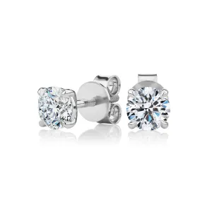 Premium Certified Lab-Grown Diamond, 1.40 carat TW round brilliant stud earrings in 18 carat white gold