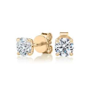 Premium Certified Lab-Grown Diamond, 1.40 carat TW round brilliant stud earrings in 18 carat yellow gold