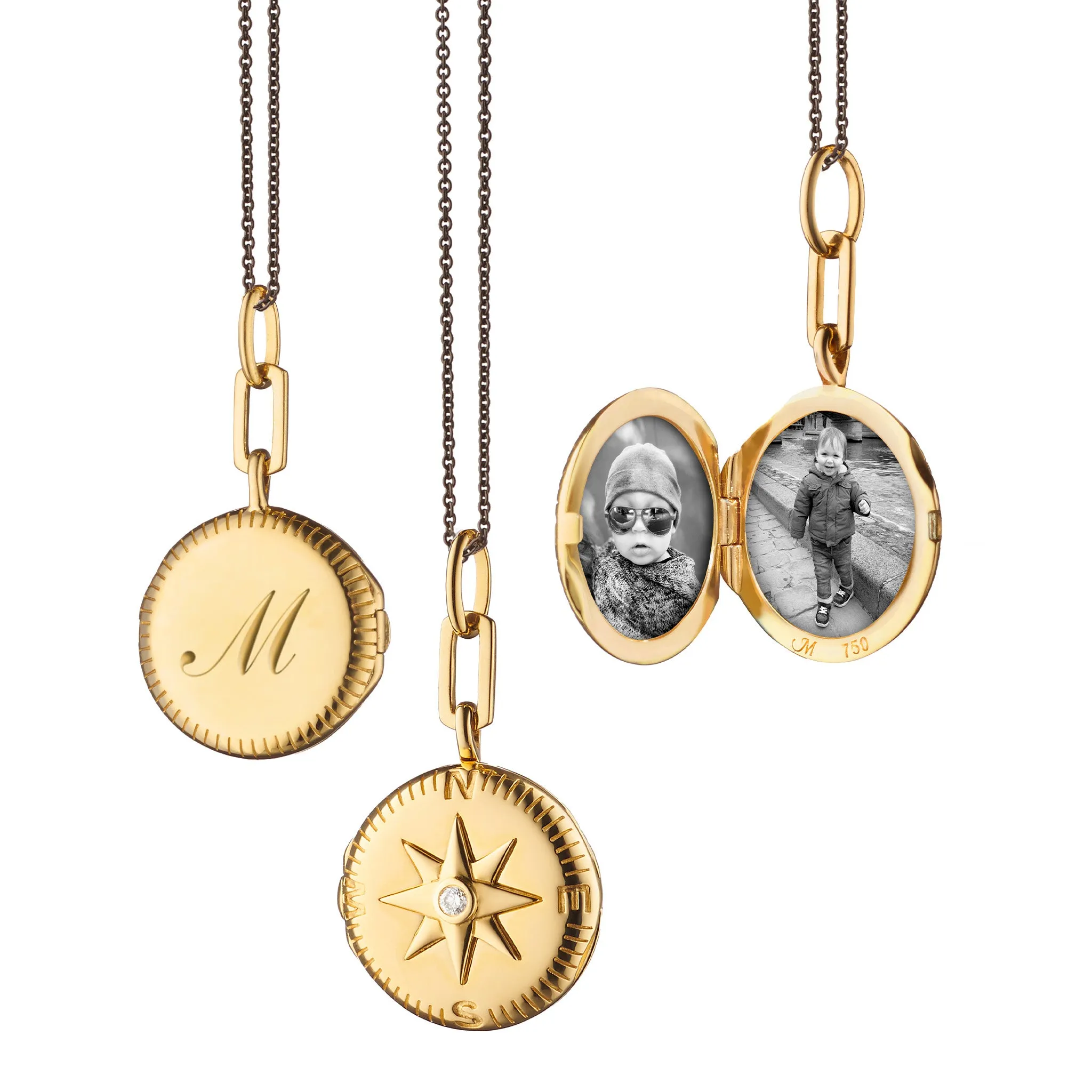 "Adventure" Compass Gold Engraved Locket Necklace