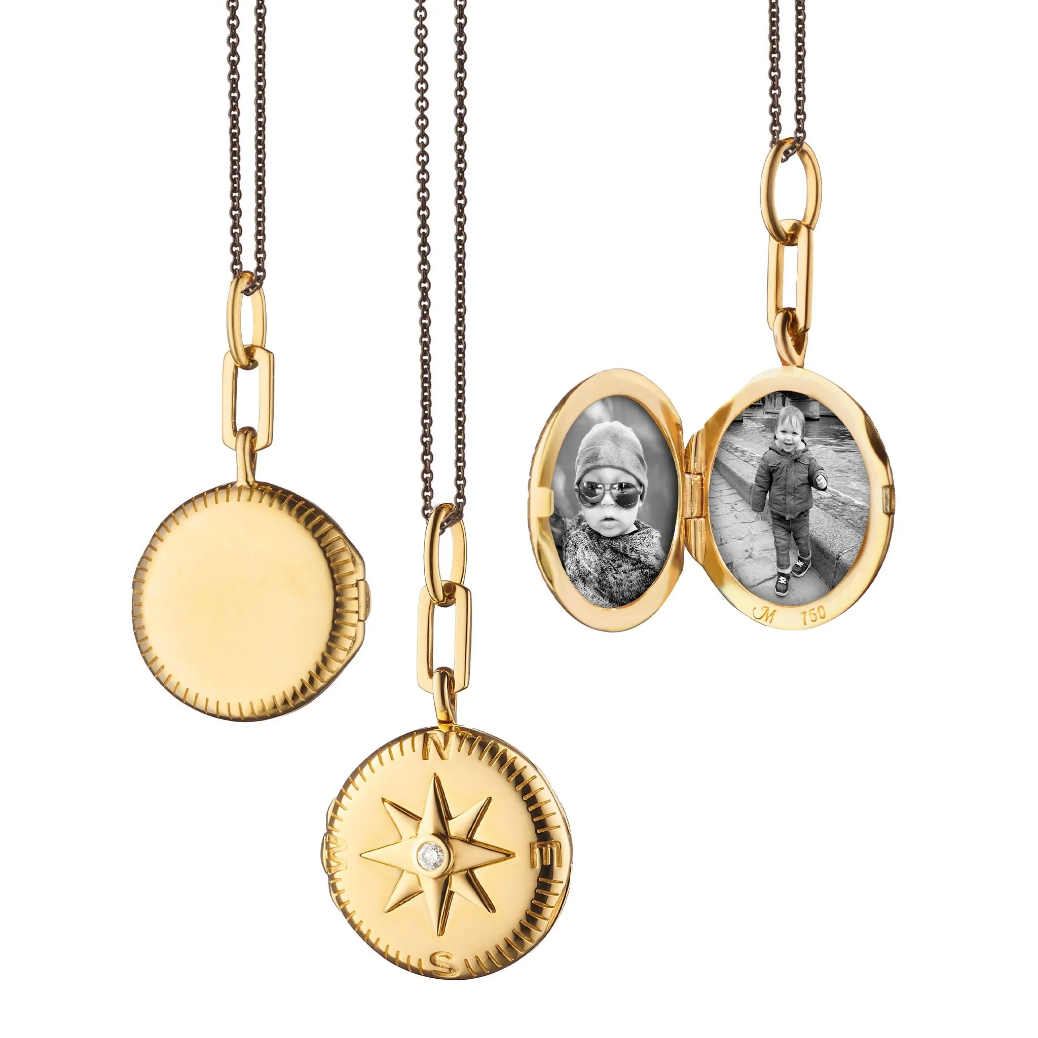 "Adventure" Compass Gold Engraved Locket Necklace