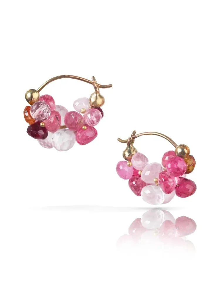 Rachel Atherley | Cloud Huggie Earrings in 14kg   Pink Tourmaline