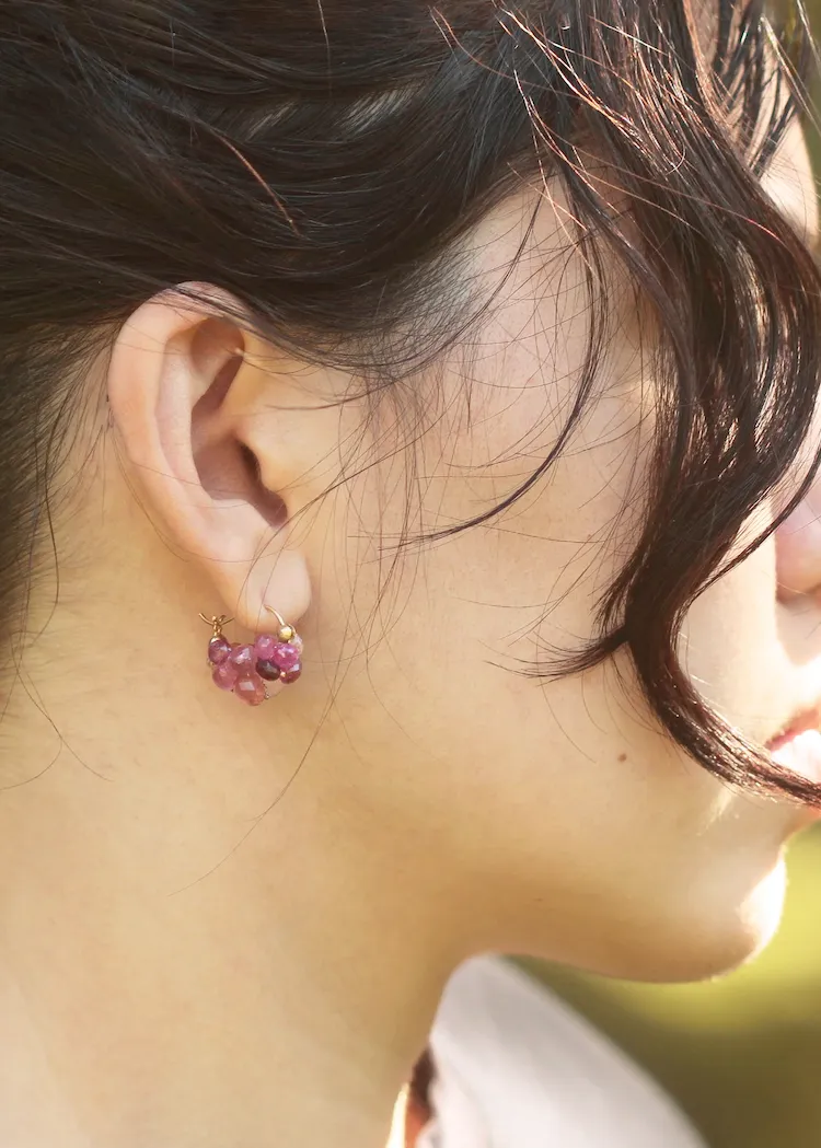 Rachel Atherley | Cloud Huggie Earrings in 14kg   Pink Tourmaline
