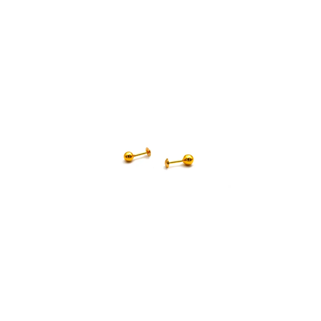 Real Gold 2 MM Round Studs with Long Screw Tops Ideal for Ear and Nose Piercings E1880