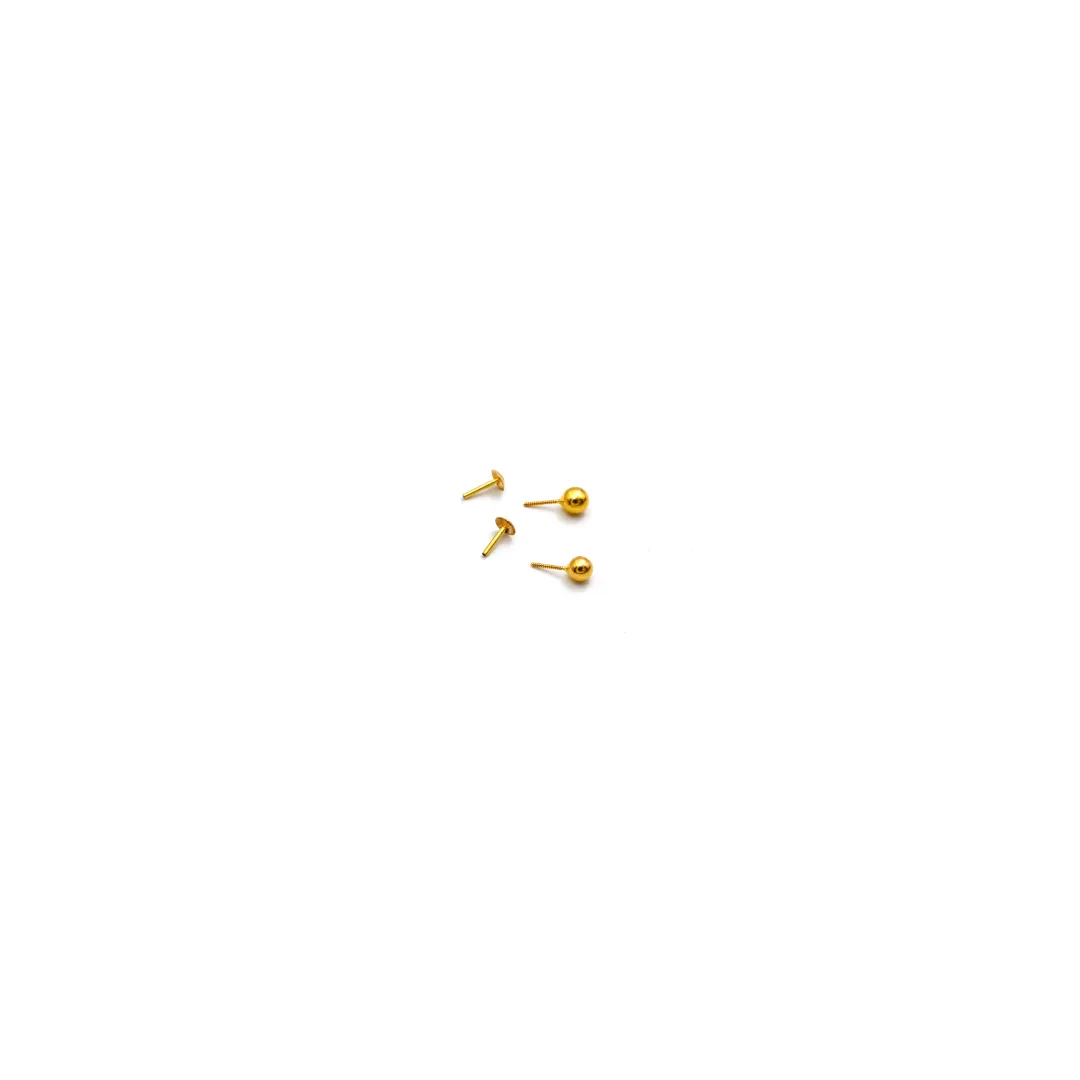Real Gold 2 MM Round Studs with Long Screw Tops Ideal for Ear and Nose Piercings E1880