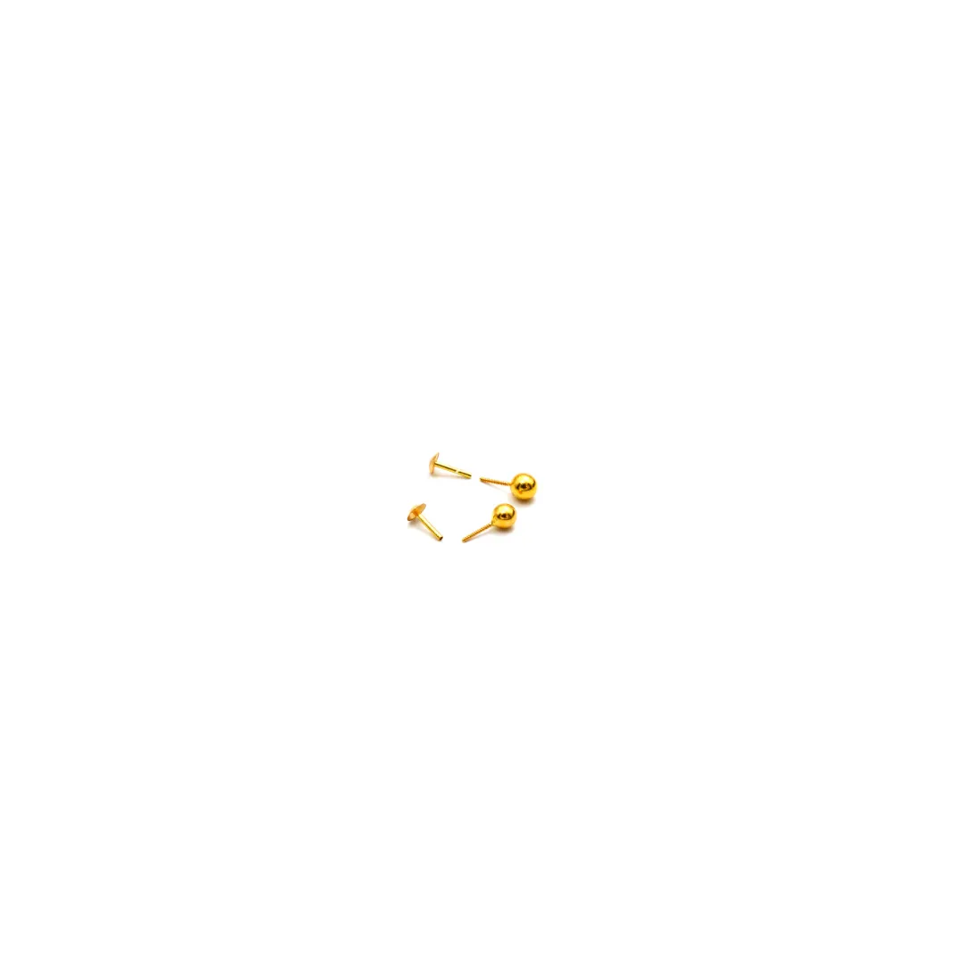 Real Gold 2 MM Round Studs with Long Screw Tops Ideal for Ear and Nose Piercings E1880