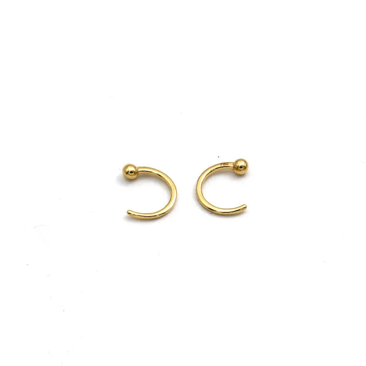 Real Gold 2MM Ball Hook Earrings Set - Model 3814 E1907