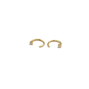 Real Gold 2MM Stone Hook Earrings Set - Model 6720 E1909