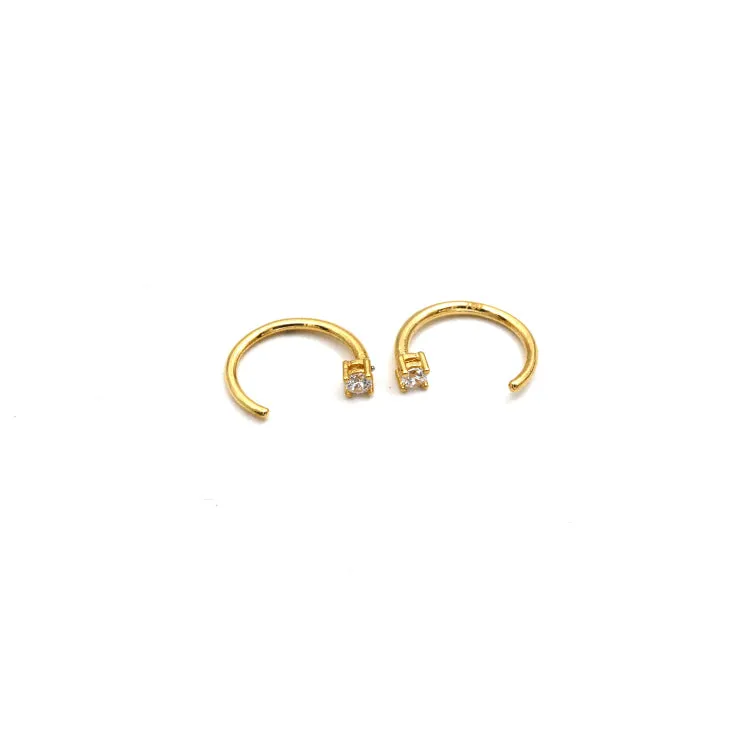 Real Gold 2MM Stone Hook Earrings Set - Model 6720 E1909