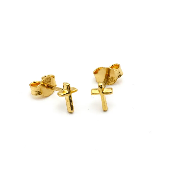 Real Gold 3D Cross Earring Set 0287-01 E1736
