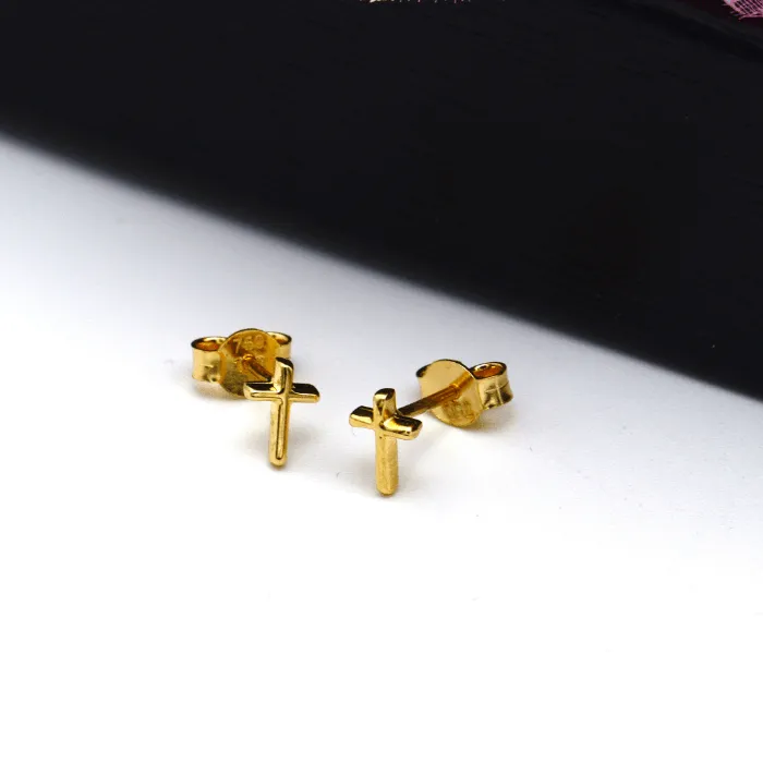 Real Gold 3D Cross Earring Set 0287-01 E1736