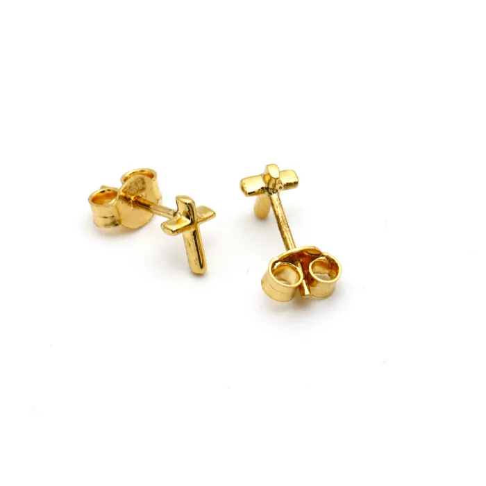 Real Gold 3D Cross Earring Set 0287-01 E1736