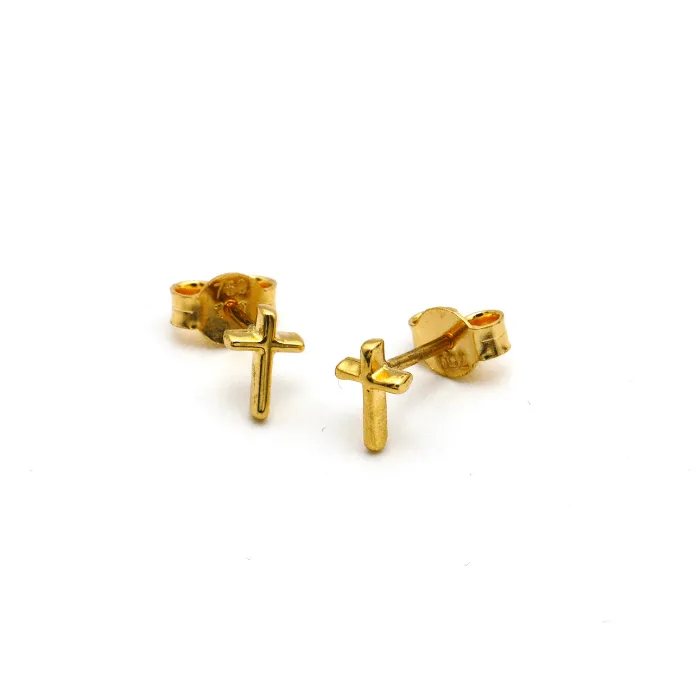 Real Gold 3D Cross Earring Set 0287-01 E1736