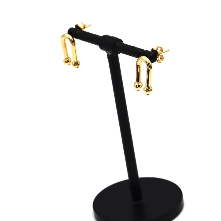 Real Gold 3D GZTF Hardware Large U Link Stud Earring Set  - Model 8981 E1942