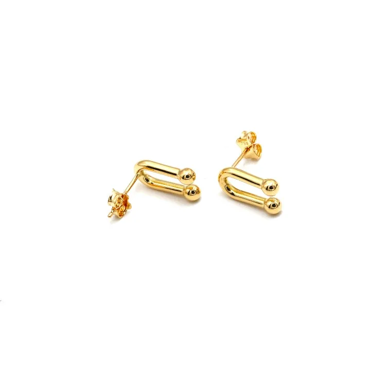 Real Gold 3D GZTF Hardware Large U Link Stud Earring Set  - Model 8981 E1942