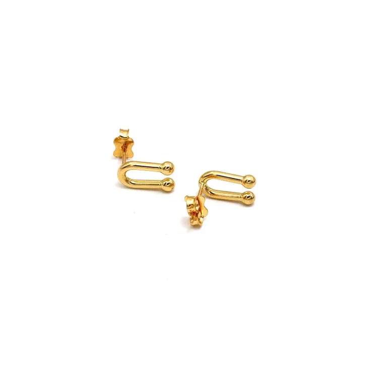 Real Gold 3D GZTF Hardware Medium U Link Stud Earring Set  - Model 8980 E1943
