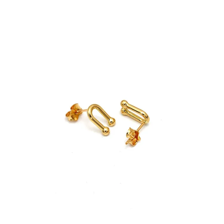 Real Gold 3D GZTF Hardware Medium U Link Stud Earring Set  - Model 8980 E1943