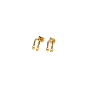 Real Gold 3D GZTF Hardware Medium U Link Stud Earring Set  - Model 8980 E1943