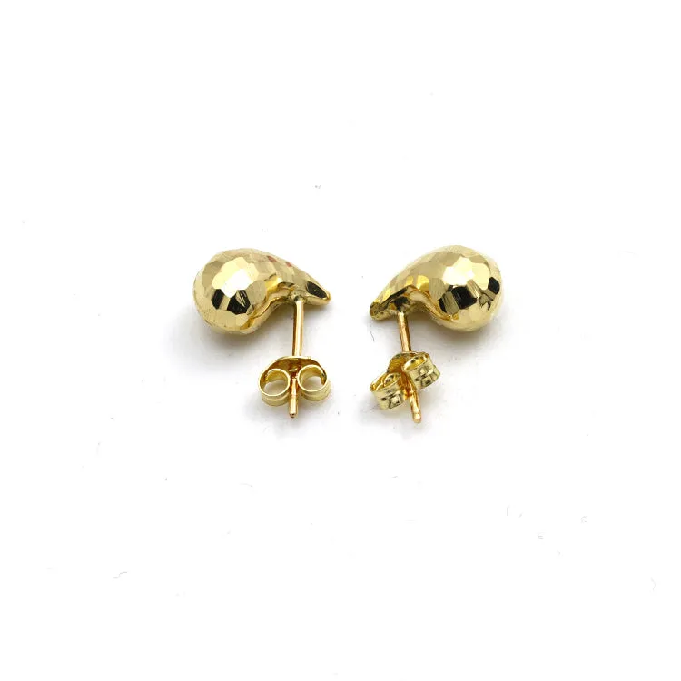 Real Gold Bee Comb Teardrop Stud Earrings Set - Model 6898-25-DC2 E1930