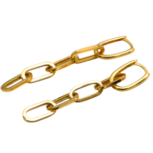 Real Gold Bigger Paper Clip Hanging Earring Set 1796 E1829