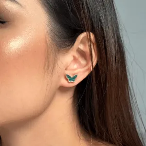 Real Gold Butterfly Green Pearl Earring Set GZJVN 0285 E1825