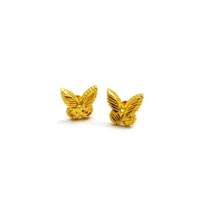 Real Gold Butterfly Studs with Long Screw Tops Perfect for Ear and Nose Piercings GZJVN E1892