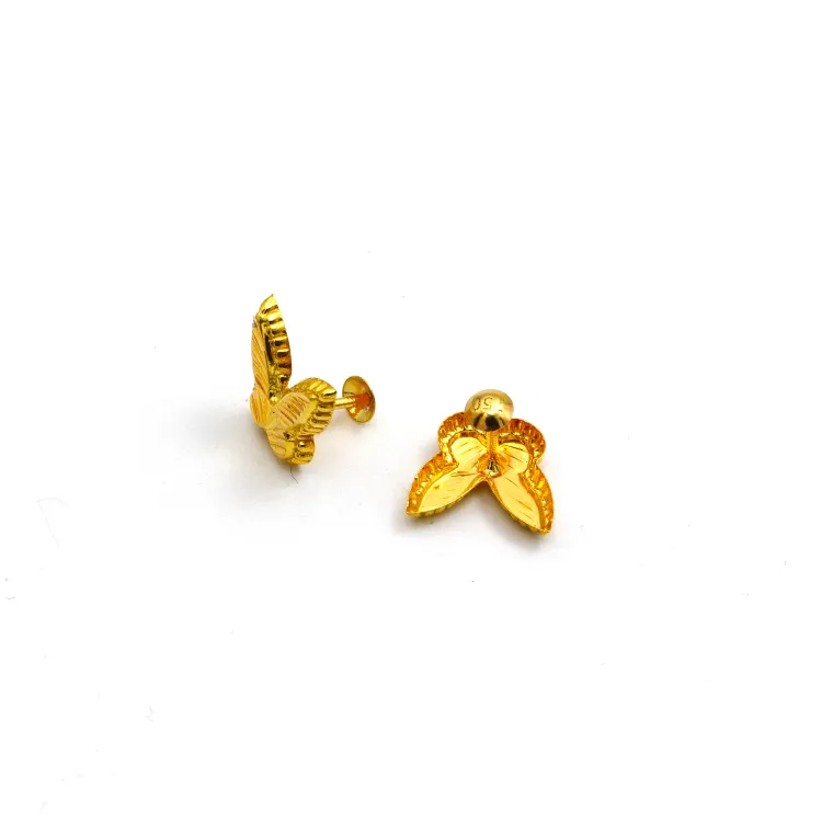 Real Gold Butterfly Studs with Long Screw Tops Perfect for Ear and Nose Piercings GZJVN E1892