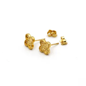 Real Gold Clover Glittering Earring Set - Model GZJVN 3050 E1917
