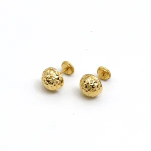 Real Gold Doom Glittering 8 MM Screw Lock Earring Set 0008 E1815