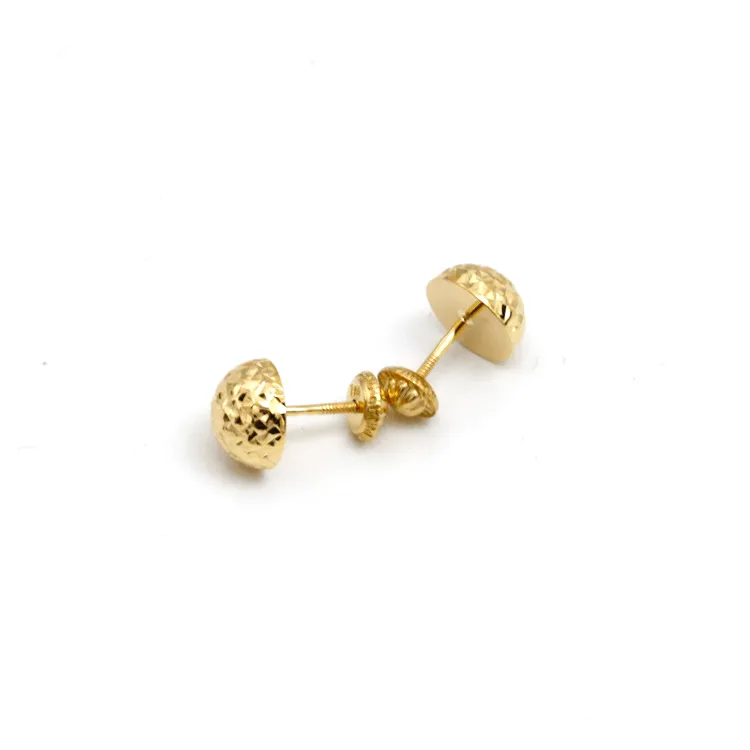 Real Gold Doom Glittering 8 MM Screw Lock Earring Set 0008 E1815