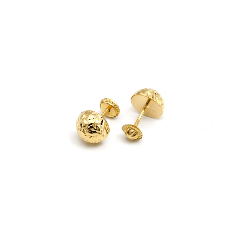 Real Gold Doom Glittering 8 MM Screw Lock Earring Set 0008 E1815
