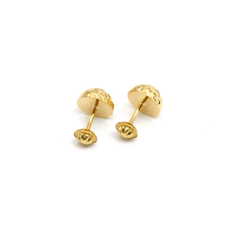 Real Gold Doom Glittering 8 MM Screw Lock Earring Set 0008 E1815