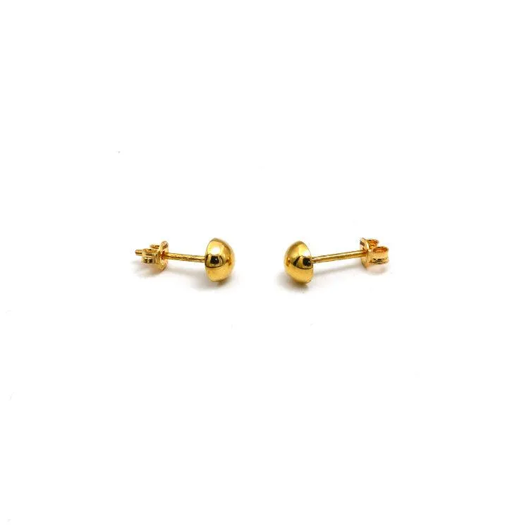 Real Gold Doom with Open Back Stud Earring Set 0047 E1870