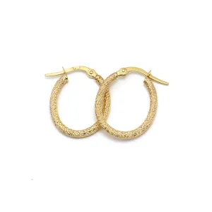 Real Gold Glittering Oval Clip Earring Set - Model 5532-1 E1949