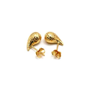 Real Gold Glittering Oval Teardrop Water Drop Earring Set - Model 9138 E1860