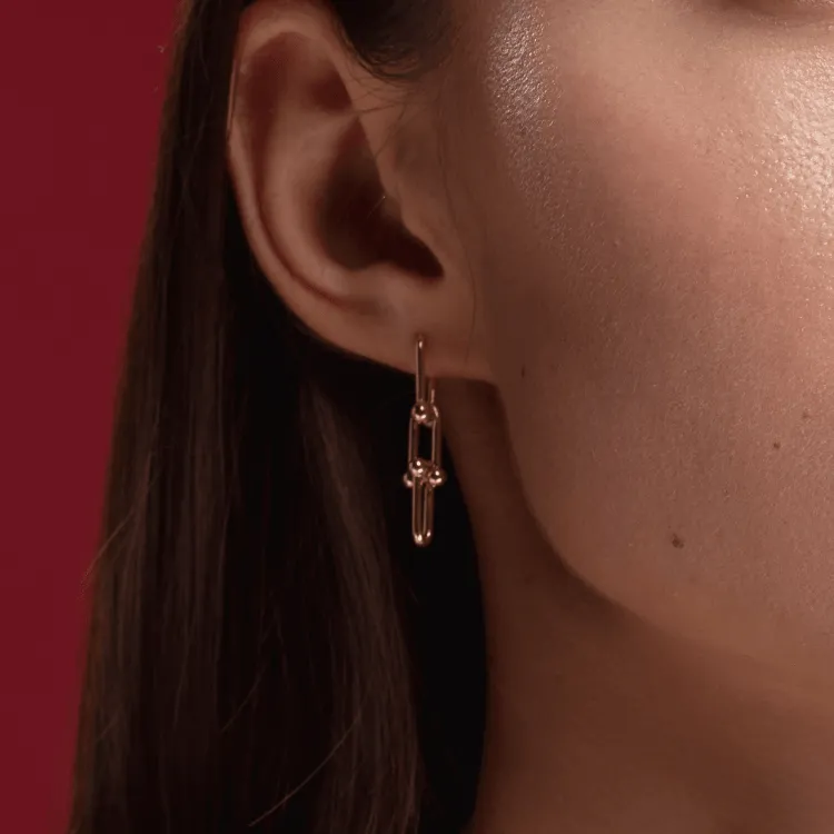 Real Gold GZTF Hardware With Real TF Lock Solid Hanging Clip Earring Set 0372-4 E1824