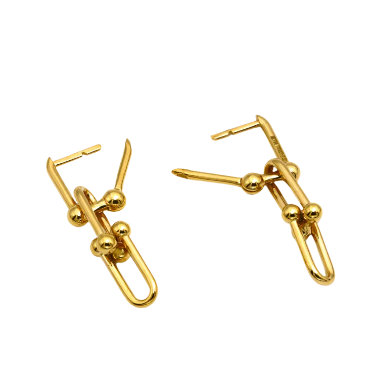 Real Gold GZTF Hardware With Real TF Lock Solid Hanging Clip Earring Set 0372-4 E1824