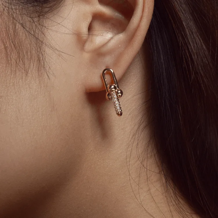 Real Gold GZTF Solid Hardware Stone Earring 0870 E1845