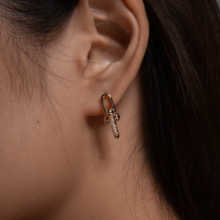 Real Gold GZTF Solid Hardware Stone Earring 0870 E1845