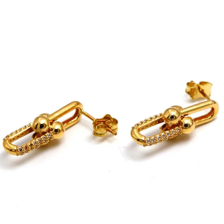 Real Gold GZTF Solid Hardware Stone Earring 0870 E1845
