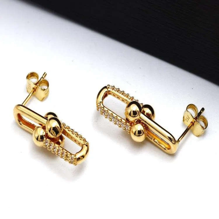 Real Gold GZTF Solid Hardware Stone Earring 0870 E1845