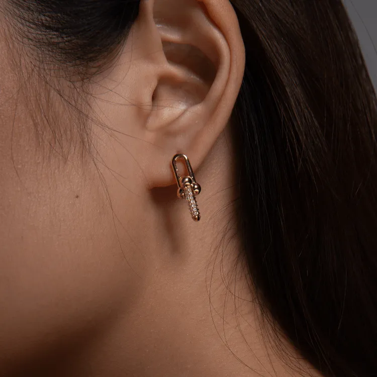 Real Gold GZTF Solid Hardware Stone Earring 0870 E1845